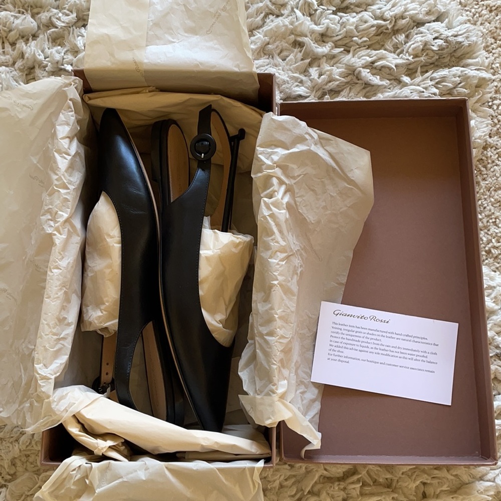NWT Gianvito Rossi Black leather flat